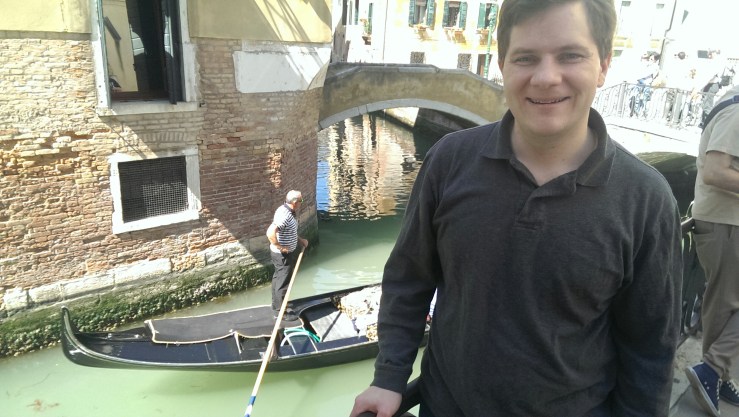 Frequently a motorboat would come the other way and the gondolier would shout a warning to NOT TOUCH THE GONDOLA.