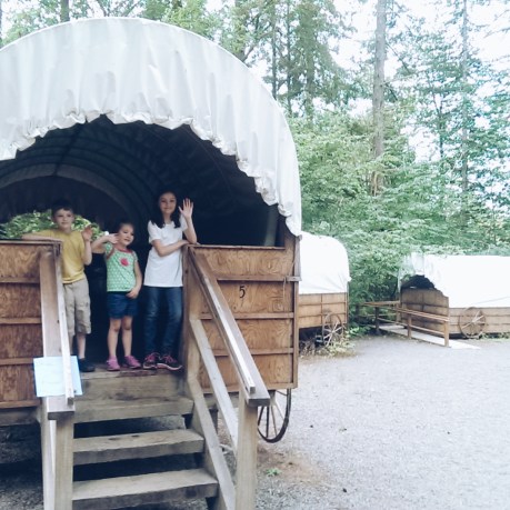 She got to sleep in the same covered-wagon cabins that her troop used two years ago.